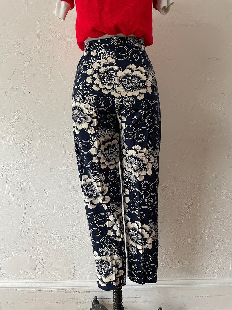 Vintage Kenzo Navy & White Floral Print Trouser XS/S - We Thieves