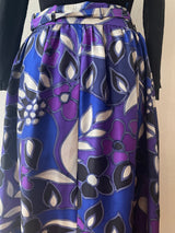 Vintage Skirt Purple Macro Print Silk Satin Skirt M - We Thieves