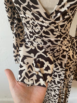 Vintage Diane Von Furstenberg Brown & White Silk Jersey Wrap Dress XS/S - We Thieves