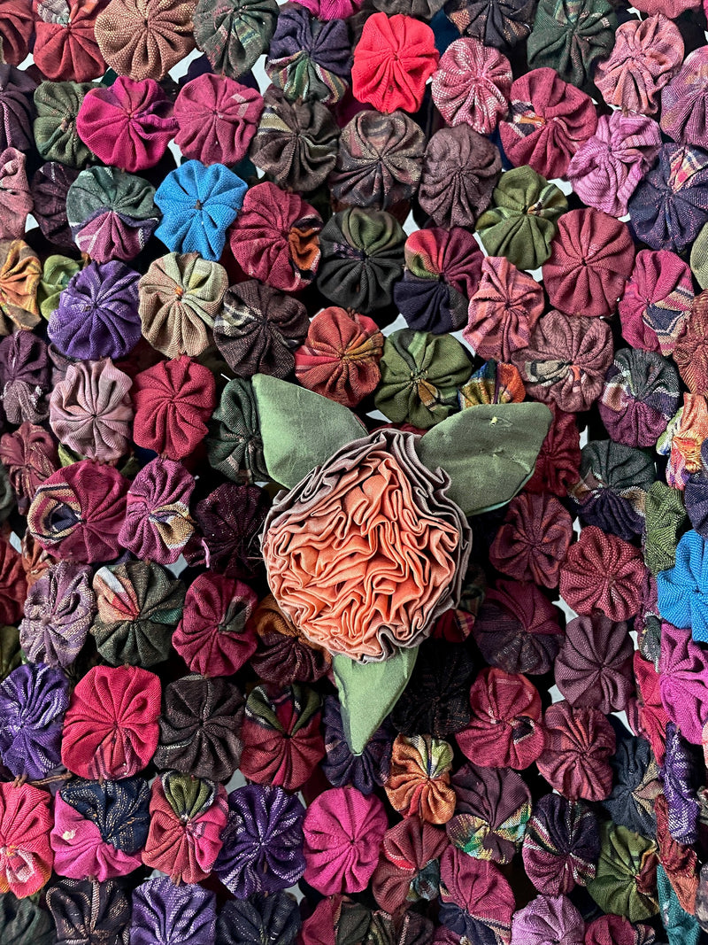 Vintage Thai Silk Yoyo Quilt Top L - We Thieves