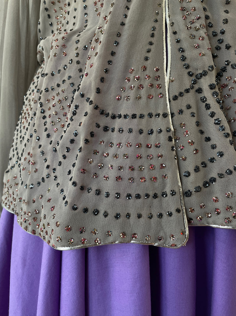 Vintage 1970s Janice Wainwright Grey Viscose Sequin Blouse M - We Thieves