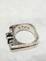 Vintage Brutalist Sterling Silver Ring with Garnet Setting - We Thieves