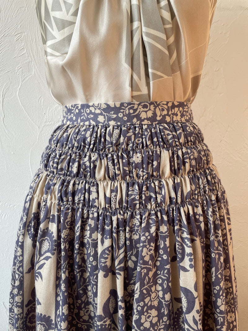 Vintage 1980s Chloe Pomegranate Print Midi Skirt with Shirring Details XS/S - We Thieves