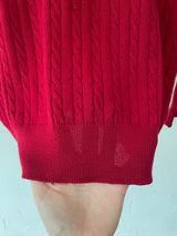 Vintage Pringle of Scotland Red Wool Cableknit Sweater M/L
