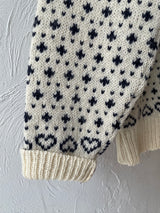 Vintage LL Bean Snowkflakes & Hearts Fair Isle Wool Cardigan Sweater M