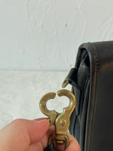 Vintage 90s Coach Black Leather Companion Flap Handbag