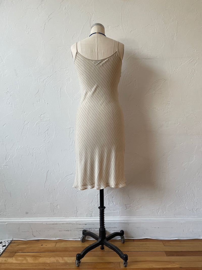 Vintage Armani Diagonal Stripe Bias Cut Midi Dress S - We Thieves
