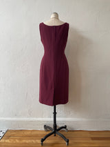 Vintage Armani Wine Red Wool Bodycon Midi Dress L - We Thieves
