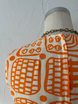Vintage 70s Empire Waist Orange Print Maxi Dress S - We Thieves