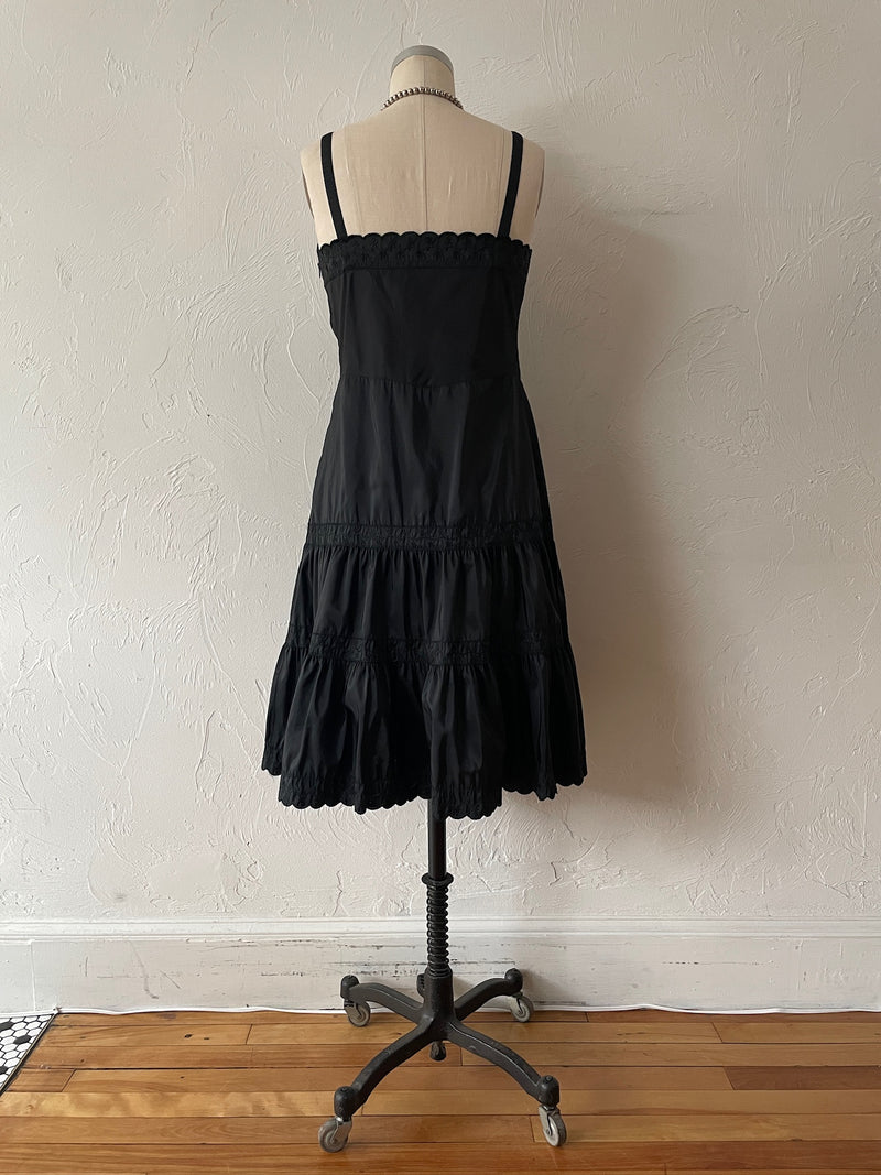 Vintage Tiered Black Embroidered Slip Dress M - We Thieves
