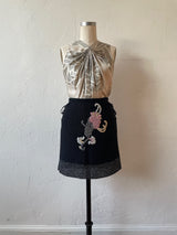 Vintage Robert Rodriguez Grey Silk Twisted Rose Top S/M - We Thieves