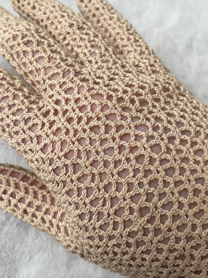 Vintage Edwardian Small Beige Crochet Gloves - We Thieves