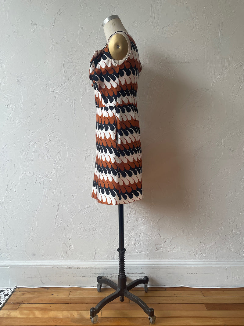 Vintage Marni Brown Black & White Wave Pattern Bow Dress S/M - We Thieves