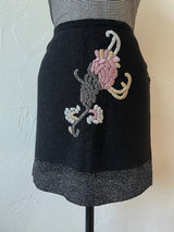 Vintage Missoni Black Knit Floral Embroidered Skirt M - We Thieves