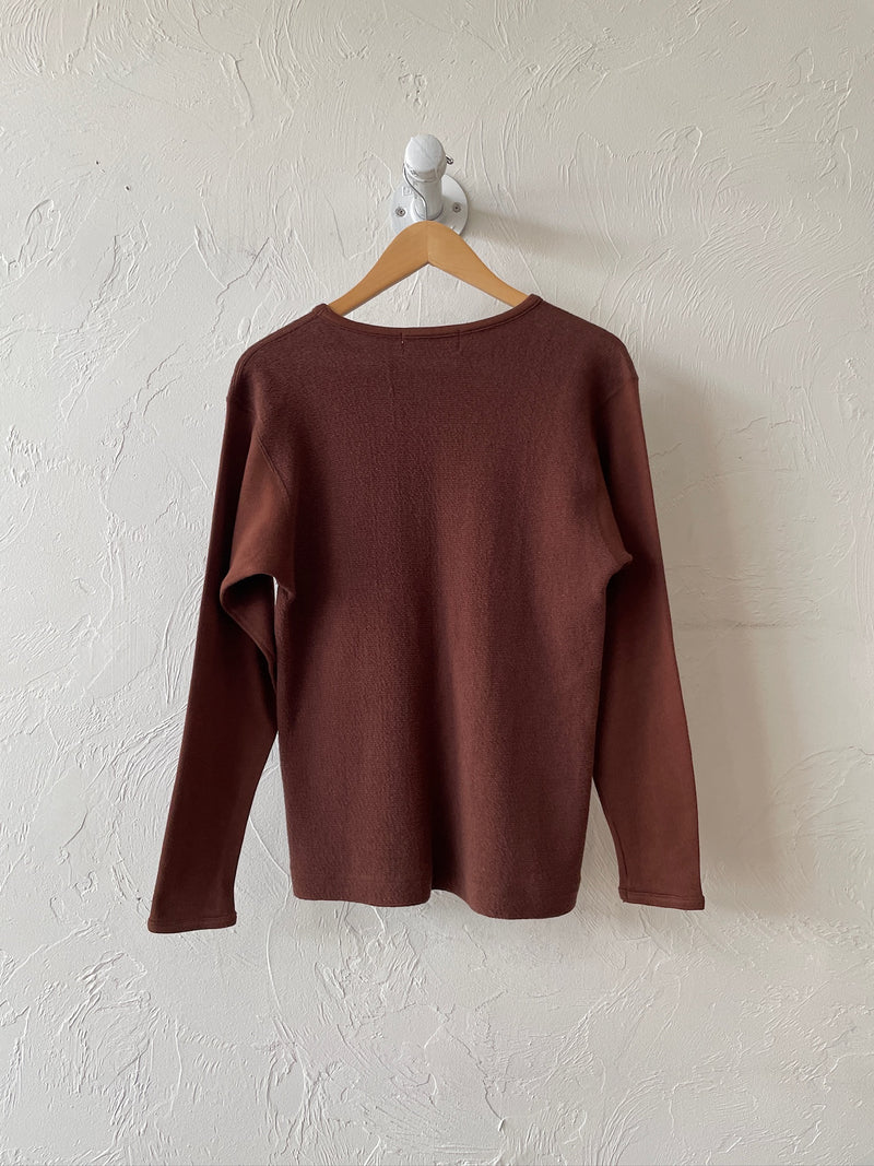 Vintage Issey Miyake Earth Brown Cotton Long Sleeve Knit Shirt S - We Thieves