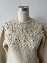 Vintage JG Hook Handknit Cream Wool Fisherman Pullover Sweater S - We Thieves