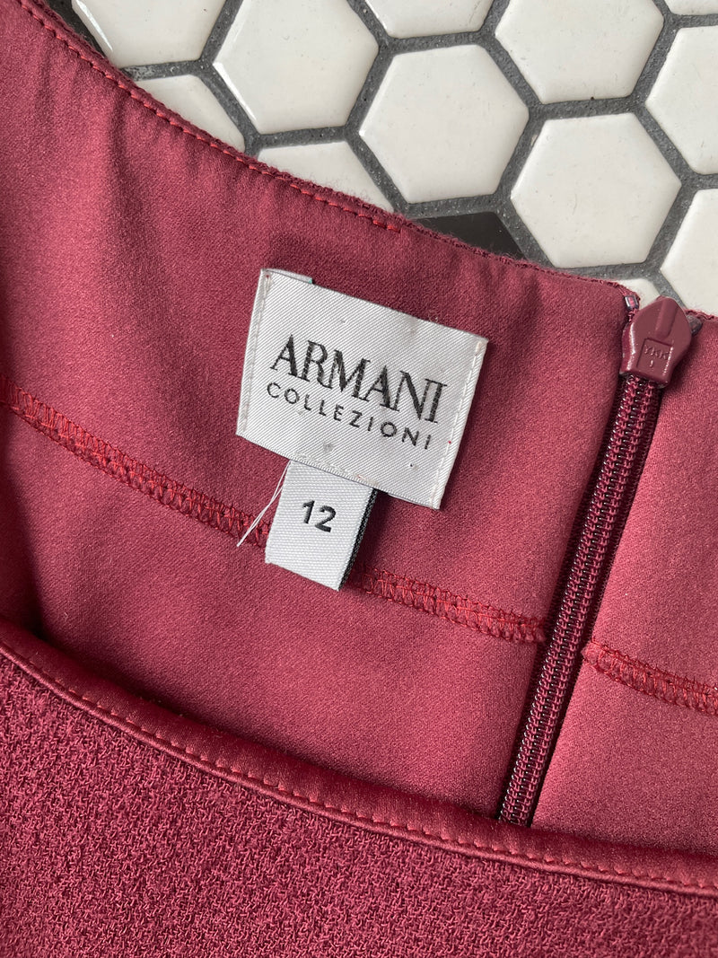 Vintage Armani Wine Red Wool Bodycon Midi Dress L - We Thieves