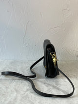 Vintage 90s Coach Black Leather Companion Flap Handbag