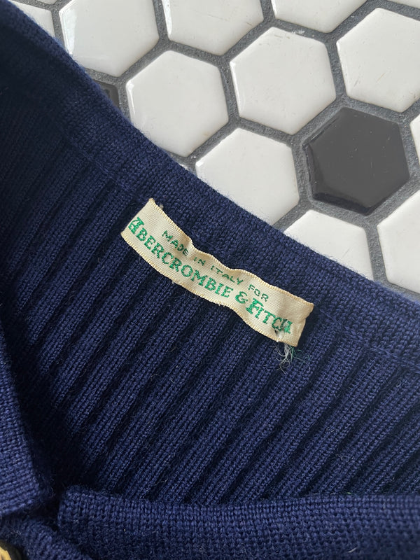 Vintage Abercrombie & Fitch Navy Blue Ribbed Wool Knit Dress S