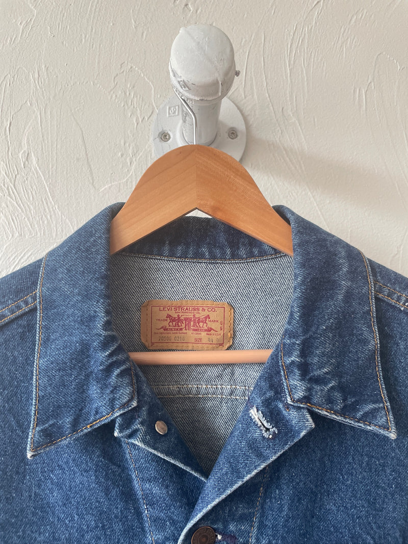 Vintage Levi's Red Tab Dark Denim Trucker Jacket L - We Thieves