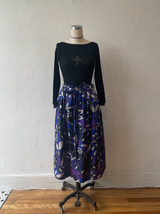 Vintage Skirt Purple Macro Print Silk Satin Skirt M - We Thieves