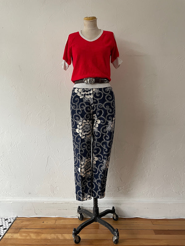 Vintage Kenzo Navy & White Floral Print Trouser XS/S - We Thieves