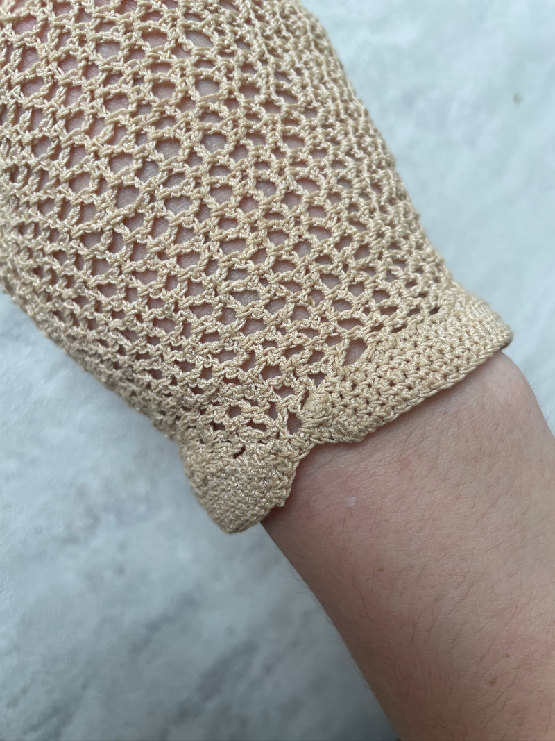 Vintage Edwardian Small Beige Crochet Gloves - We Thieves