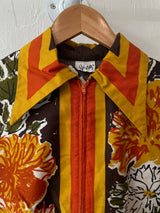 Vintage 1960s Vera Neuman Long Sleeve Zip-Up Floral Blouse S - We Thieves