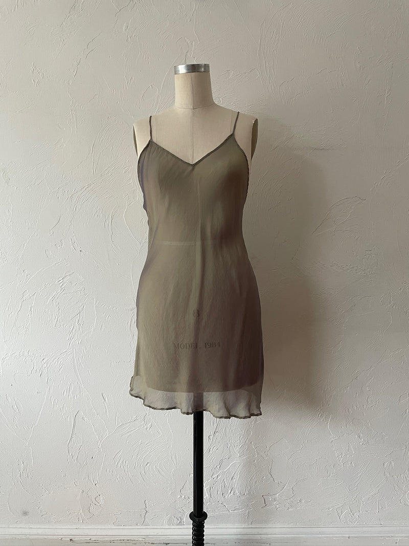 Vintage Mary Green Silk Bias Cut Two-Tone Mini Dress S - We Thieves