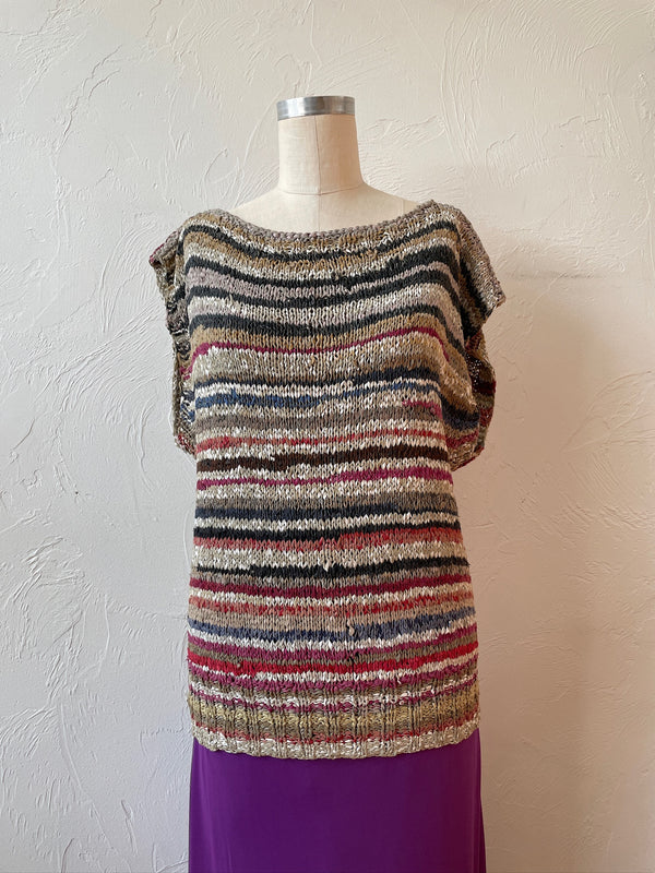 Vintage Multicolor Leather Knit Sleeveless Top M/L - We Thieves