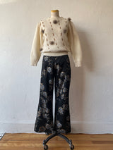 Vintage Novelty Cream Sweater with Pom Poms S - We Thieves