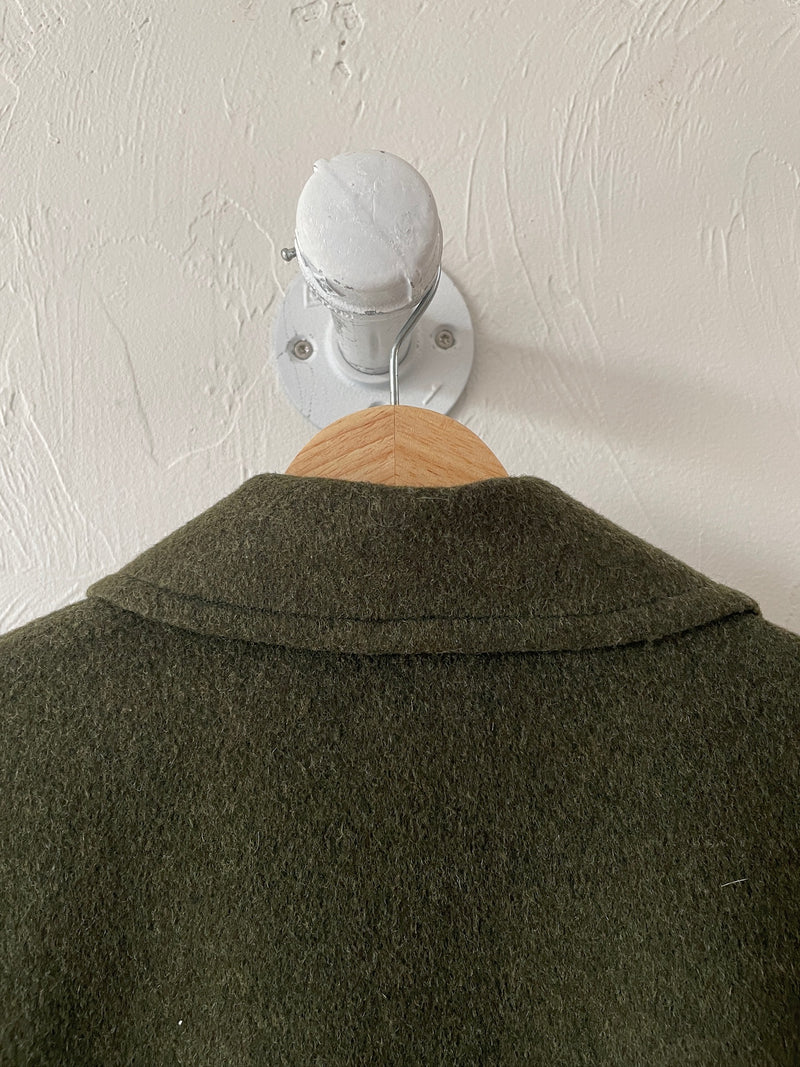 Vintage 60s/70s Yves Saint Laurent Olive Green Wool Loden Cape