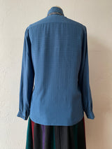 Vintage Gucci GG Logo Blue Silk Jacquard Blouse XS/S