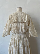 Vintage Antique Couture Linen + Lace Occasional Maxi Dress S/M - We Thieves