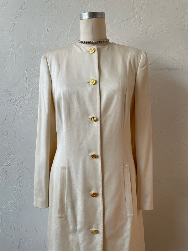 Vintage Salvatore Ferragamo White Silk Jacket with Gold Buttons M - We Thieves