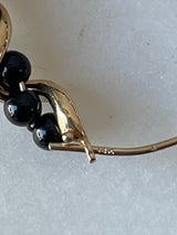 Vintage 14k Gold & Black Onyx Twist Hoop Earrings