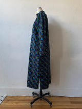 Vintage Marimekko Black & Jewel Tone Print Cotton Dress M/L