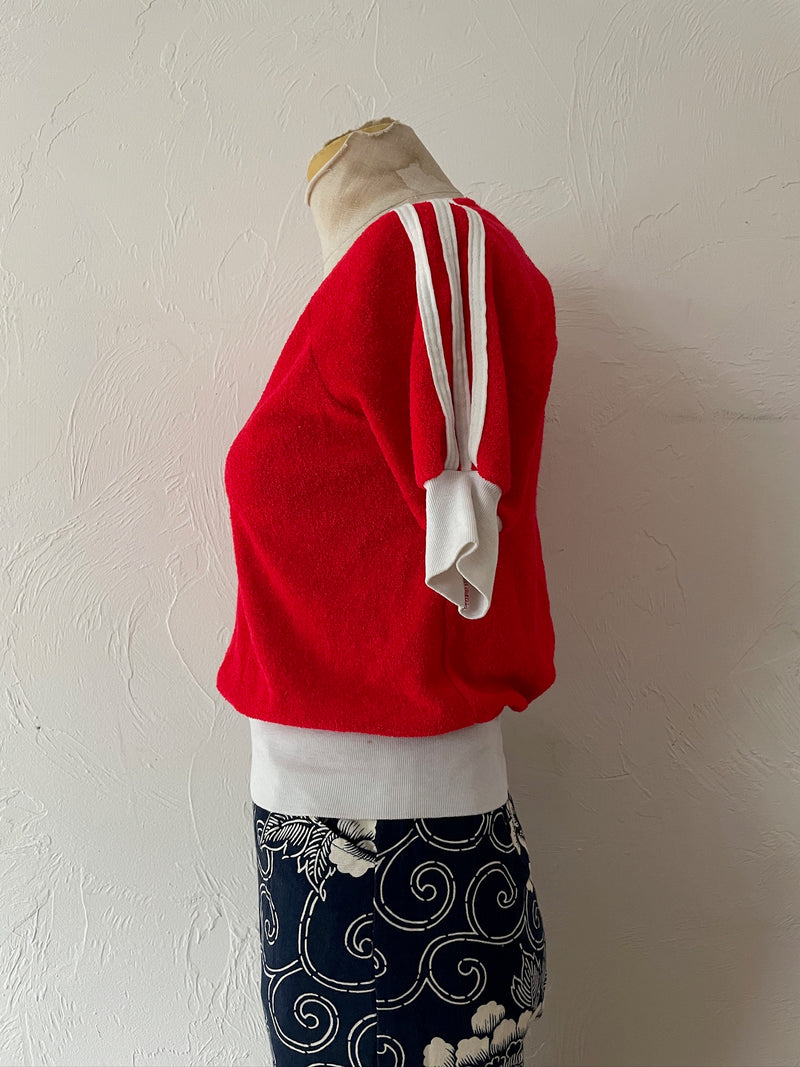 Vintage 80s Red & White Cropped Terrycloth Top XS/S - We Thieves