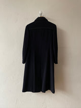 Vintage 60s Celine Navy Wool Coat with Leather Trim S/M