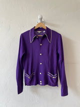 Vintage 1960/70s Purple Rayon Knit Blouse S