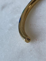 Vintage 18k Gold Earrings with Malachite & Lapis Lazuli Inlay
