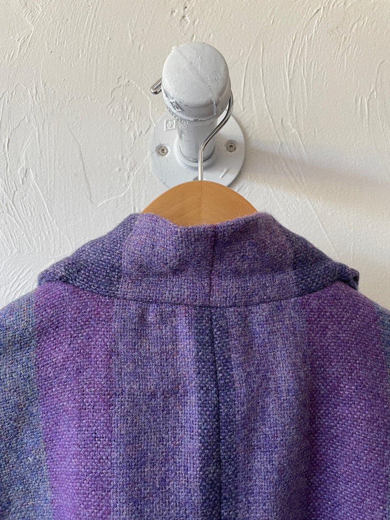 Vintage Avoca Irish Wool Purple Striped Cape Coat with Scarf