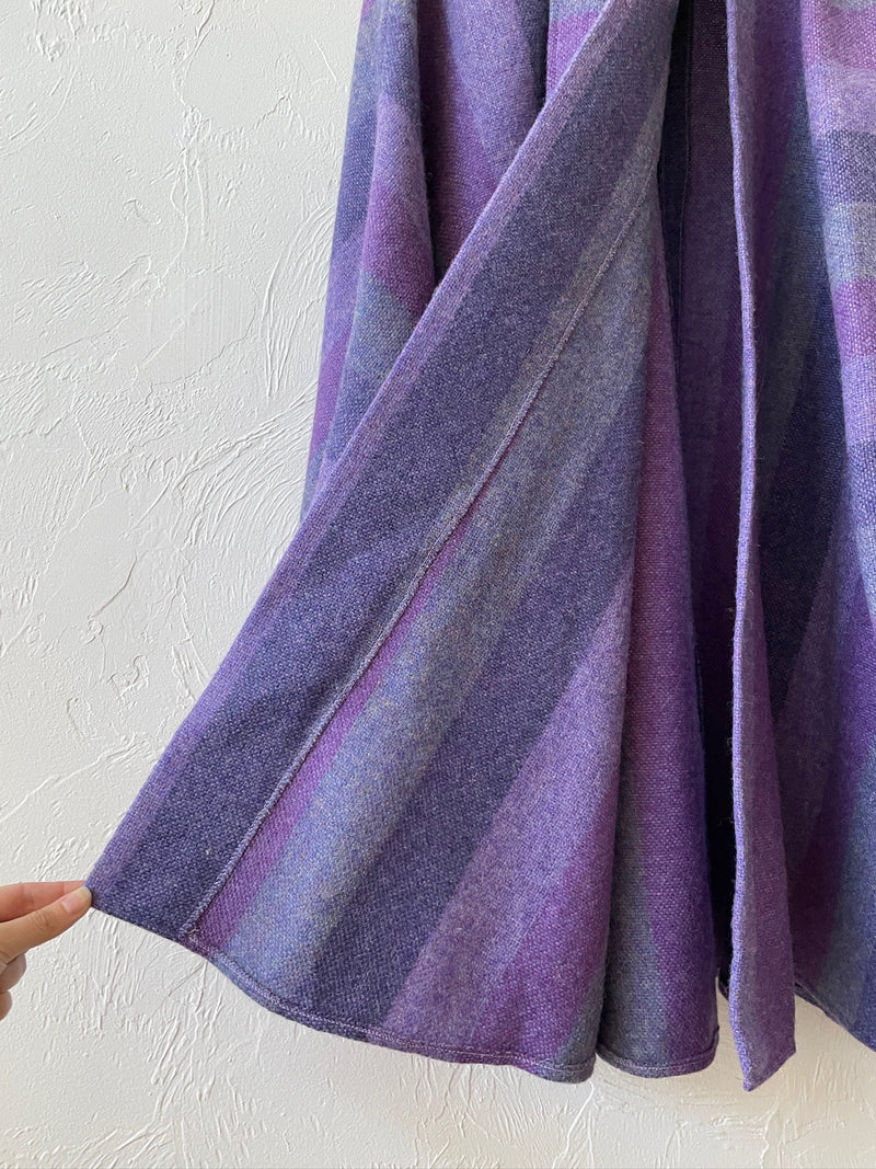 Vintage Avoca Irish Wool Purple Striped Cape Coat with Scarf