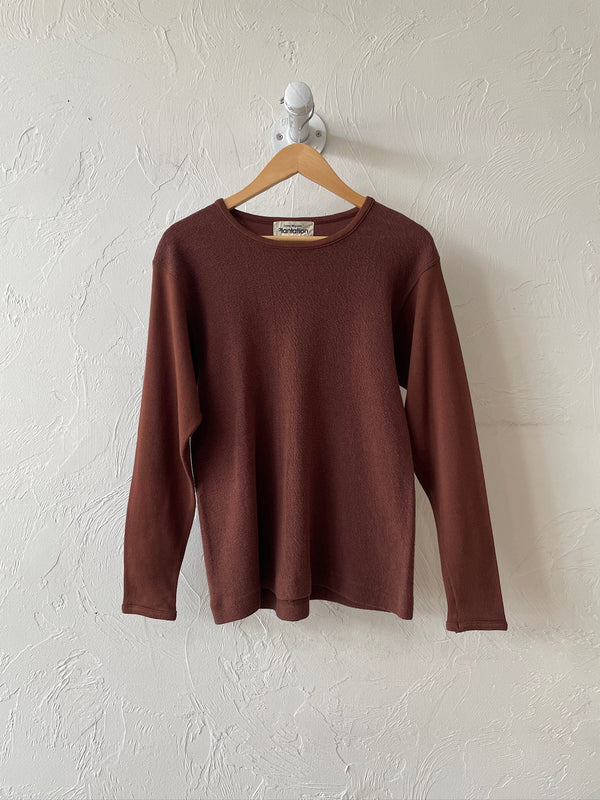 Vintage Issey Miyake Earth Brown Cotton Long Sleeve Knit Shirt S