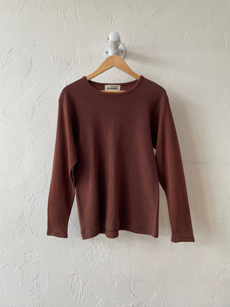 Vintage Issey Miyake Earth Brown Cotton Long Sleeve Knit Shirt S - We Thieves