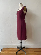 Vintage Armani Wine Red Wool Bodycon Midi Dress L - We Thieves