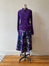 Vintage 1960/70s Purple Rayon Knit Blouse S