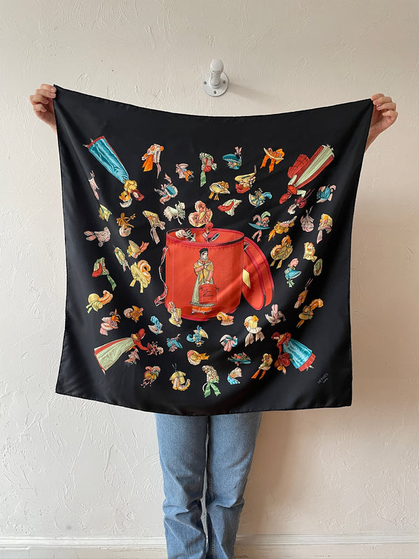 Vintage Hermes Black & Multicolor Paris Modiste Silk Scarf - We Thieves