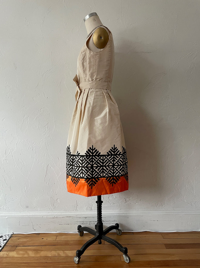 Vintage Oscar De La Renta Boutique Long Sleeve Silk Printed Midi Dress S/M - We Thieves