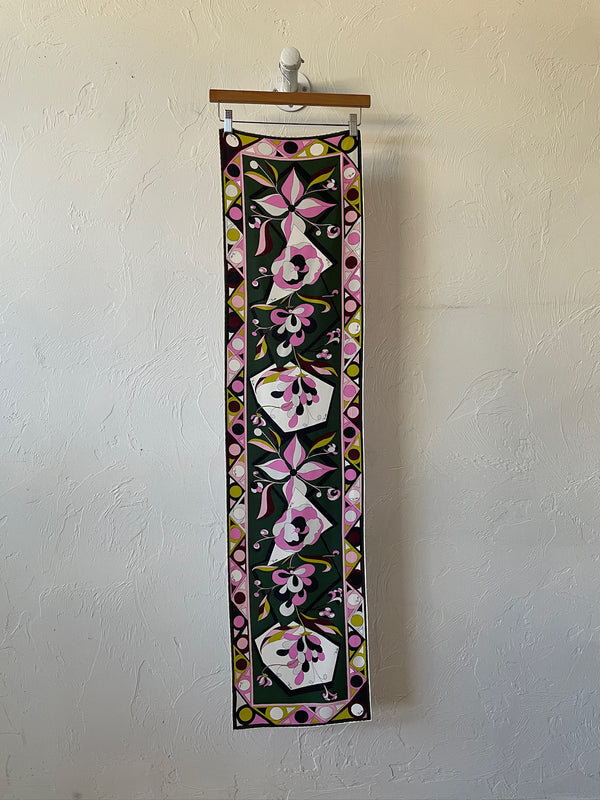 Vintage Emilio Pucci Mid Century Long Floral Silk Scarf